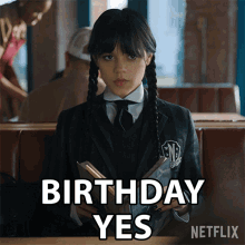 Birthday Yes Happy Never Wednesday Addams GIF - Birthday Yes Happy Never Wednesday Addams Jenna Ortega GIFs
