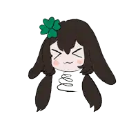 a drawing of a girl with bunny ears and a green flower in her hair
