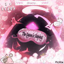 a pink sleeping mask that says the queen is sleeping