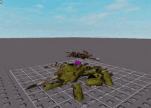a computer generated image of a skeleton hanging from a rope