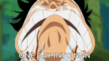 a man is crying with his mouth open and the words `` one day into nnn '' written on the bottom .