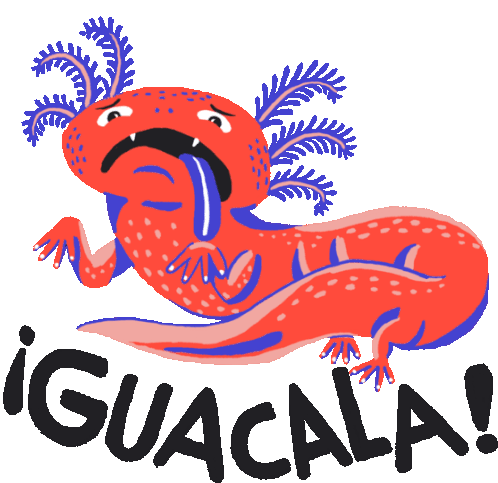 álvaro With Disgusted Face And Caption Gross In Spanish Sticker - álvaro El Axolotl Guacala Tired Stickers