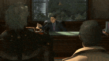a man in a suit is drinking from a glass