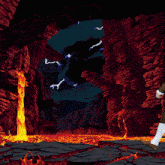 a video game called unemployment final boss with a man standing in the lava