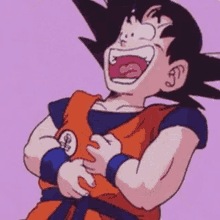 goku laughing hysterically