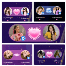 a collage of four images of a woman with a heart and the name sarry
