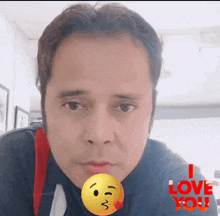 a man with a smiley face on his face and the words " i love you "