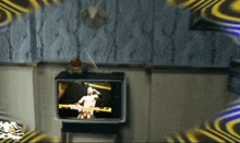 a boxing match is being displayed on a television