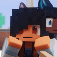 a close up of a minecraft character 's face