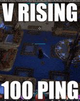 a screenshot of a video game with the words " v rising 100 ping "