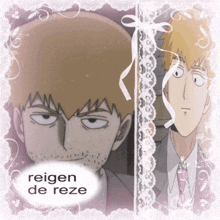 a picture of a man with the name reigen de reze on the bottom