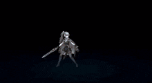 a person 's legs are glowing in the dark with a sword in their hand