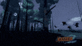 a video game called ratzen is being played in a dark forest