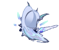 a pixel art drawing of a bird with a sword and a shield .