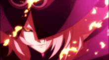 a close up of a person 's face with fire coming out of their eyes