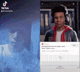 a screenshot of a tiktok video and a screenshot of a spider verse video