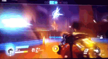 a computer screen shows a video game being played with a person holding a gun ..