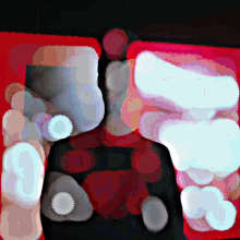a painting of a person laying on a bed with a red background