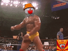 a wrestling ring with a sign that says summerslam in the background