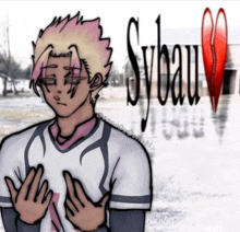 a drawing of a boy with sybau written on it