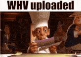 a cartoon chef looking at a piece of paper with the words why uploaded below him