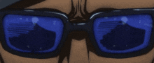a close up of a person 's eye with blue eyes