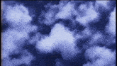 a painting of a blue sky with white clouds