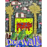 a colorful painting of a dog and the words dog walk below it