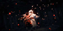 a blurred image of a red and white light beam