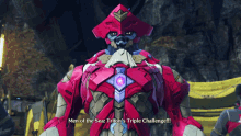 a video game character says men of the sea triton 's triple challenge !!
