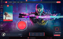 a computer screen shows a robot holding a sword and the current time is 20:18