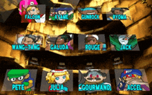 falcon ayame gunrock ryoma and jack are among the characters shown in this video game