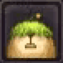 a pixel art illustration of a lamp with a green leaf on top .