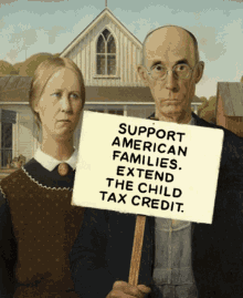 support american families extend the child tax credit american gothic grant woods pitchfork couple