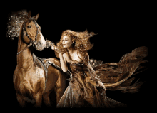 Lady And Horse Magical GIF