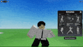 a screenshot of a video game that says emotes on the top