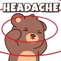a cartoon of a bear with a headache