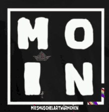 a black background with white letters that says mo in on it