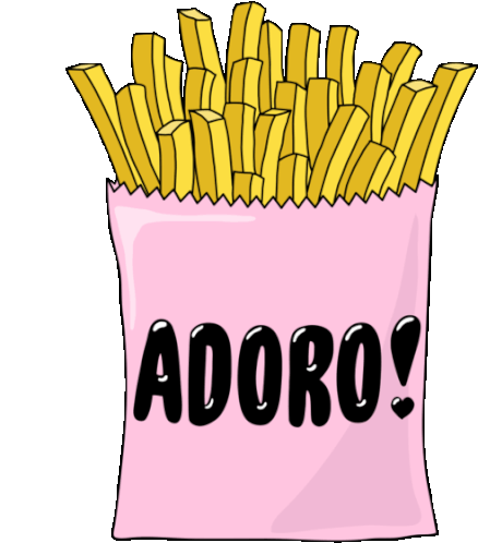 French Fries Saying I Love It In Portuguese Sticker - Say What You Mean French Fries Adoro Stickers