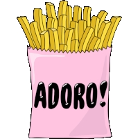 French Fries Saying I Love It In Portuguese Sticker - Say What You Mean French Fries Adoro Stickers