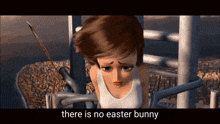 a cartoon of a woman with the words there is no easter bunny below her