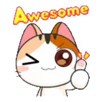 a cartoon cat with the word awesome written on it
