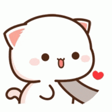 a cute cartoon cat with a heart in its mouth