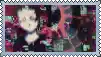 a stamp with a picture of a girl in a black dress on it .