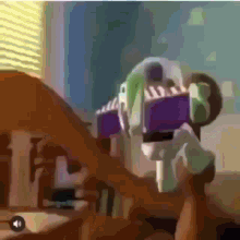 a blurred image of a toy story character buzz lightyear