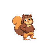 a cartoon squirrel wearing a bear costume