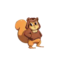 a cartoon squirrel wearing a bear costume
