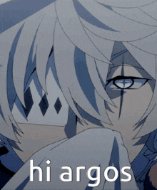a close up of a person with their mouth wide open and the words hi argos on the bottom