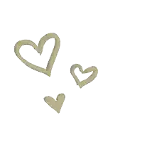 three hearts drawn on a white background with a shadow
