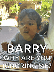 barry why are you ignoring me written on a picture of a baby